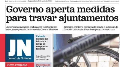 Jornais nacionais destacam medidas do governo para travar ajuntamentos